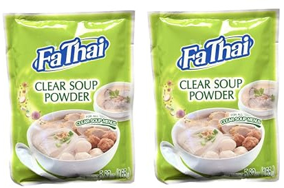 AquaNation Listing For Fa Thai Instant Clear Soup Powder, Seasoning for Thai Rice Noodles, BBQ, Sukiyaki, Hotpot, Congee & More, 5.82oz (165g) Halal Certified (Pack of 2, Clear Soup Powder)