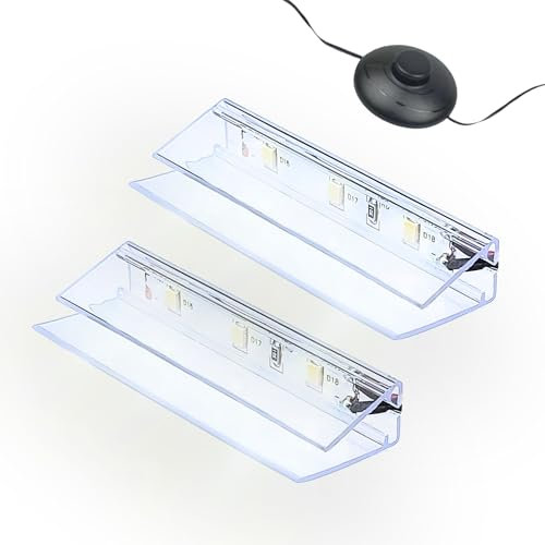 kalb | LED Éclairage bords de verre Ambilux Clip transparent 3000K 5000K 1-10 sets Verre 4-10mm Interrupteur à pied Extensible avec variateur & contrôle Smart-Home (Blanc froid, Set de 2)