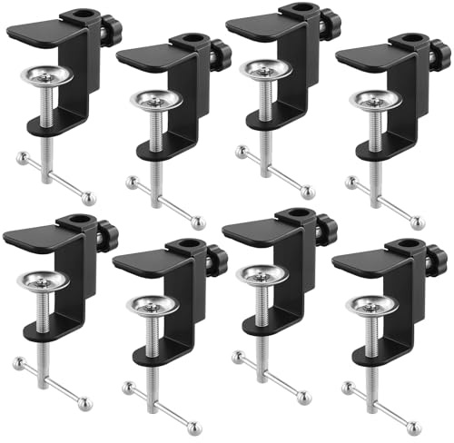 KEILEOHO 8 Stück Tischklemme Schwarz 45mm, Edelstahl C Klemme mit Einstellbarer Schraube, Schwarze C Zwingen Trägerklemme Metall Tisch Schraubklemme für Mikrofon, Desktop, Licht