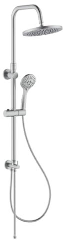 Colonne de Douche Complète en Acier Inoxydable Satiné – Design Moderne, Douchette et Flexible Inclus, Installation Facile