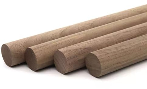 CQCQC Palo de Madera de Nogal Redondo Pasador sin terminar Utilizado for Manualidades Barra de Ropa Bastón for Caminar Diámetro 3-50 mm Longitud 500 mm(15mm*500mm*4pcs)