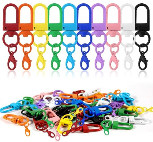 Mosqueton Llavero,100 Piezas Anillas Llaveros,Anillas para Llaveros,Llavero Mosqueton para Llaves, Accesorios de Bricolaje