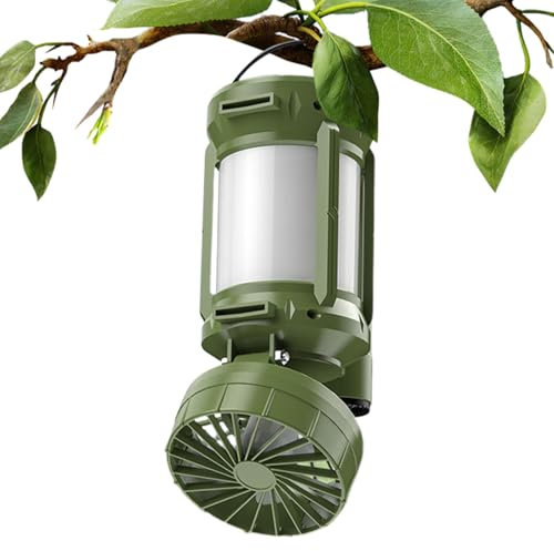 Befeixue Lampe Solaire de Camping - Lampe Torche Alimentée par Batterie avec Ventilateur | Lampe Rechargeable Portable 4 Modes d'Éclairage pour Jardin, Voiture, Randonnée, Camping, Pêche et Situations