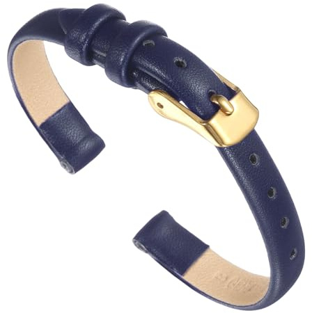 Sourcing map Bracelet de montre en cuir véritable de tailles multiples, bracelet de montre en cuir fin et élégant pour homme et femme, 8 mm, Cuir, Pas de gemme
