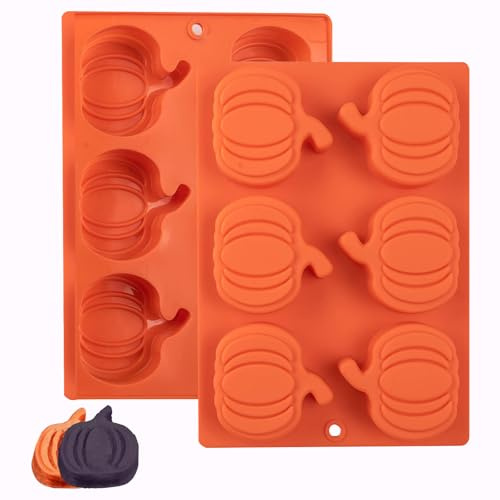 TAXTYHRE 2 Pièces Moule en Silicone 3D Citrouille, Moules de Thanksgiving en Silicone, Moules à Gâteau d'automne, pour Thanksgiving Halloween Noël DIY Muffins Gâteau Chocolats