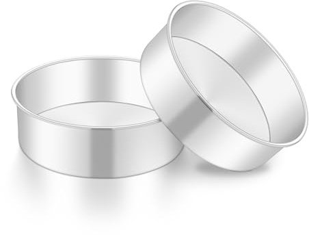 Onader 7Inch Cake Tin Set of 2, Stainless Steel Round Cake Pans for Baking | Healthy, Sturdy & Non-rust, Mirror Finished & Dishwasher Safe, One Piece Design, Great for Birthday Christmas Wedding Baking