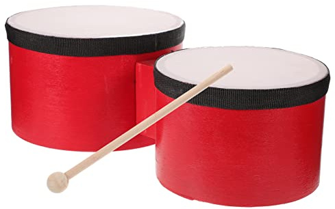 FRCOLOR Tamburo Bongo Per Ragazzo Ragazza Set 2 Bonghi 5 e 6 in Legno Sicuro e Leggero Strumento Musicale Educativo Per Apprendimento e Gioco Per Ragazzo Ragazza Dai 9 Ai 12 Anni