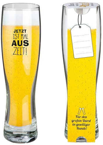 GILDE Weizenglas Auszeit – 0,5 l Spülmaschinenfest, Jäger-Motiv – Lustiges Geschenk für Vater, Feierabendbier