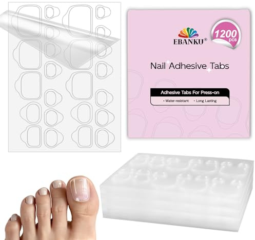 1200PCS Nagelkleber Aufkleber, EBANKU 50 Blatt Nagel Klebepads,Doppelseitiges Gelee Nagel Klebepads Transparent Press On Nails klebepads für Nagelstudiozubehör Maniküre,12 Größen