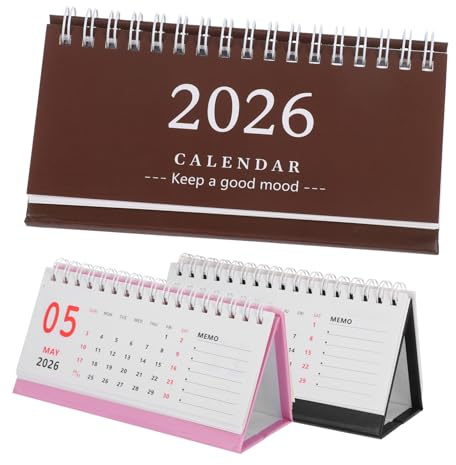 SOPOTUTU 3 Stück Mini Tischkalender Monatlicher Planer Desktop Perpetual Desk Kalender großer Tischkalender Kalender -Desktop -Mini -Schreibtisch Netter Schreibtischkalender Papier Rosa