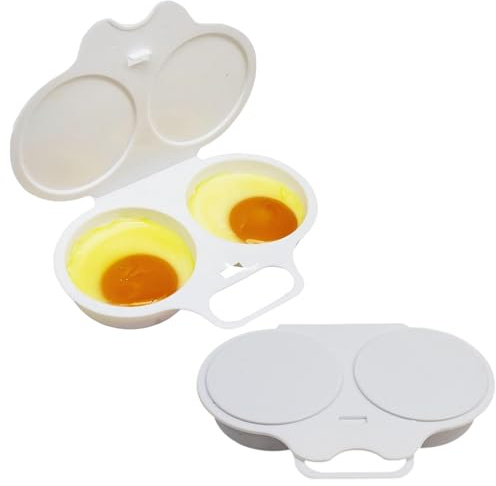 2 Pcs Microwave Egg Poacher, Quick Eggs Steamer Easy Poached Egg Maker Non-Stick Dual Cups Perfect Breakfast for Kitchen Livingroom Men Women Family