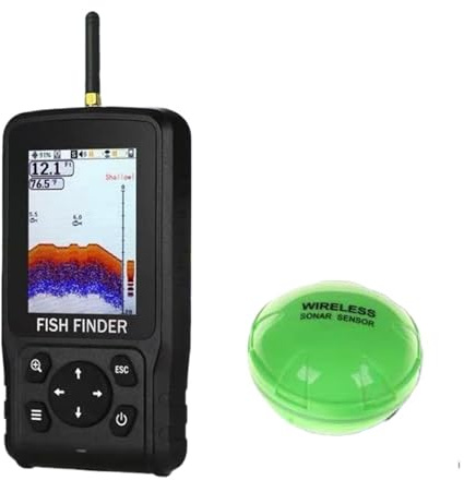 Détecteur de Poissons sans Fil coloré 200 mètres, capteur Sonar à Matrice Points, transducteur Profondeur, échosondeur, Batterie rechargée