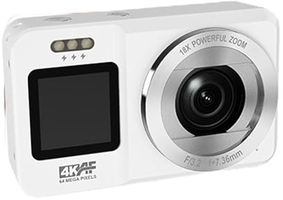 4K Video 64MP Doppio Schermo Fotocamera Digitale 18X Ottica Zoom Corpo Compatto ABS Per Adolescenti Principianti Uso di Viaggio Compatti Studente Fotocamera