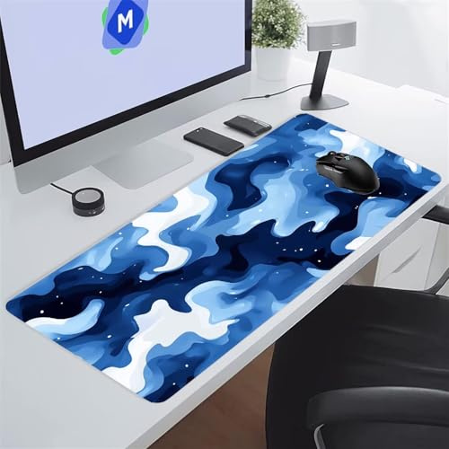 Tappetino Mouse XXL Gaming 1200x600x3 mm Bianco Blu Tappetino per Mouse Grande Cuscinetto per Tastiera Grande da Scrivania Gaming Mousepad Lavabile per Ufficio e casa