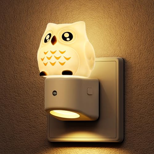 LOHAS-LED Nachtlicht Steckdose, 3D Eule Nachtlicht mit Dämmerungssensor | RGB + Warmweiß 3000K, Farbwechsel, Niedliches Nachtlichter für Flur, Treppenhaus, Schlafzimmer, Küche, Toilet