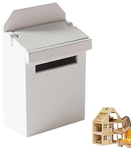 Mini boîte aux Lettres en Bois avec Couvercle Rabattable Blanc, Accessoire de décoration pour Maison de poupée, Ornement boîte aux Lettres Miniature pour Enfants – Miniature en