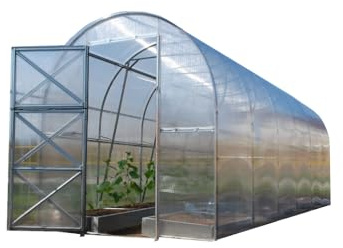 Serra Compact con copertura in policarbonato alveolare da 6mm Tunnel per coltivazione orto piante giardino (Acciaio, 2x8m - 6mm)