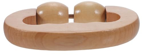 SECFOU Fuß und Wadenmassagegerät Holz Doppelrolle mit Griff Handmassageroller für Nacken Rücken und Beine Massagegerät zur Muskelentspannung und Tiefengewebemassage Tragbar für Zuhause