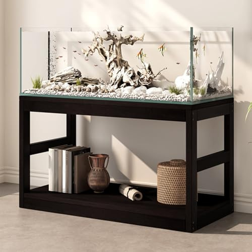GMBAYUE Solid Wood Fish Tank Stand, 2-Tier Rack Shelf, Heavy Duty Aquarium Table, Reptile Terrarium Stand, Crawler Racks Shelf, High Load-Bearing Capacity, for Home Office(120x50cm/47.2x19.6in)