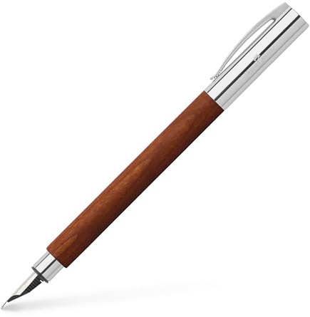 Faber-Castell 148181 – reservoarpenna AMBITION päronträ, fjäderbredd F, inkl. presentförpackning och omvandlare | Reservoarpenna med päronträskaft, spets i rostfritt stål och patronomvandlarsystem, inkluderar presentask