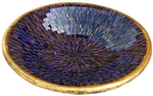 GURU SHOP Ciotola rotonda per mosaico, sottobicchiere, ciotola decorativa, realizzata a mano in ceramica e vetro, design 12, viola, dimensioni: piccola (Ø 29 Cm), ciotole