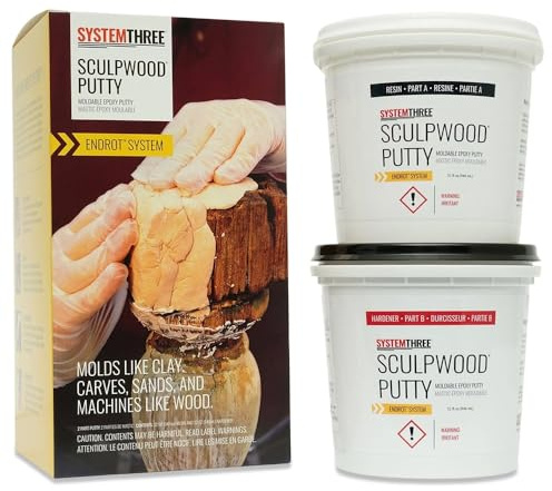 System Three 1600K20 SculpWood Putty Kit, 0.5 Gallon, Brown