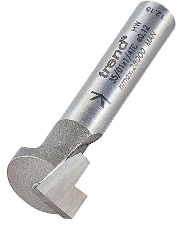 Trend Keyhole Router Cutter, 1/4 Inch Shank, 12.7mm Cut Dia, 8mm Bearing | Ideal For Cutting Keyholes And Hanging Slots In Wood, With 12.7mm Cut Diameter And 8mm Bearing, 35/01X1/4TC