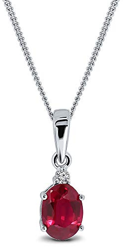 MIORE Schmuck Damen, Gelbgold/Weißgold 9Karat (375), Goldene Kette Damen, Rubin/Saphir/Smaragd Edelstein Kette mit natürlichem Diamant, Panzerkette 45 cm, Goldschmuck in hochwertiger Schmuckbox