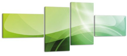 wandmotiv24 Leinwandbild Grüner Traum LW351 Wandbild, Bild auf Leinwand, 4 Teile, 200x90cm, Kunstdruck Canvas, XXL Bilder, Keilrahmenbild, fertig aufgespannt, Bild, Holzrahmen, Technik, bunt, Sound,