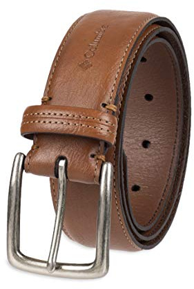 Columbia Men's Trinity Logo Belt-Casual Dress with Single Prong Buckle for Jeans Khakis , Tan, 38