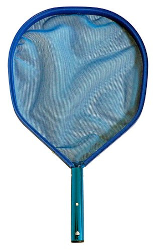 Laubkescher Alu-Rahmen groß flaches Netz 42x33 cm - Stabiler Oberflächenkescher mit Clip-Anschluss für Ø 3,0 cm Teleskopstangen - Wertige schwere Ausführung für Pool & Teich
