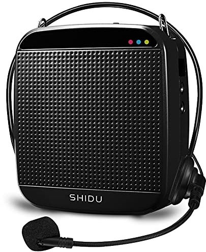 Amplificatore vocale portatile 15W, SHIDU Amplificatore voce Mini cassa con cuffia microfono cablata Ricaricabile Microfono e sistema altoparlante PA per insegnanti, Canto, Aula, Guida turistica, Yoga