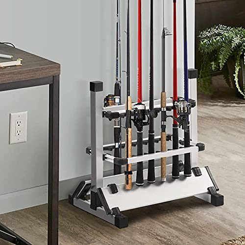 Angelrutenständer, Angelrutenhalter Aluminium Angelruten Ständer Rutenständer Angel Ständer Halter Tragbare Angelrutenständer für 12 Stangenlöcher Croch Rod Stand Angelruten Halter Rutenhalter