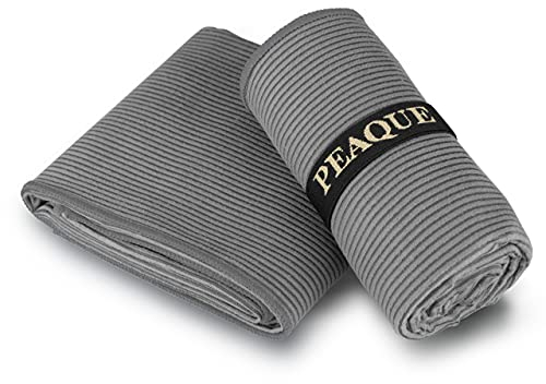 PEAQUE Mikrofaser-Handtuch mit Struktur - leicht, kompakt, schnelltrocknend, XL - Saunahandtuch, Badehandtuch, Reisehandtuch, Sporthandtuch - Grau, 120x60 cm