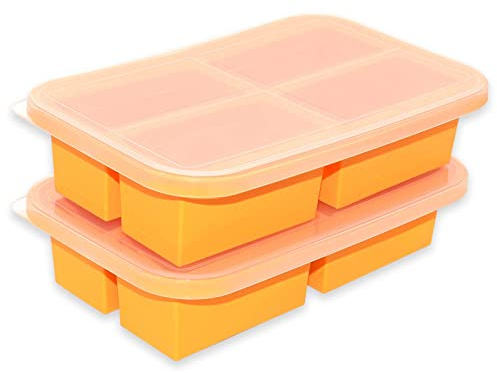 Bangp Extra große Silikon-Frühschale mit Deckel – Suppenfrieren und Aufbewahrungsbehälter Große Eiswürfelform 2 Stück für 8 perfekte Portionen 1 Tasse Einfrieren von Lebensmitteln, Suppen, Brühe Sauce