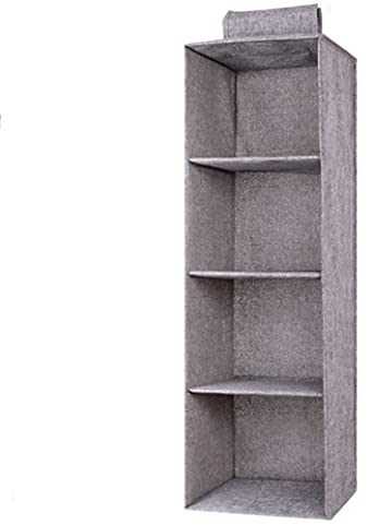 Eushine Étagère de penderie à Suspendre, 4 Niveaux, Lavable Rangement Suspendu, Organisateur de Vêtements avec Renfort Intérieur, 27x 27 x 80cm, Gris