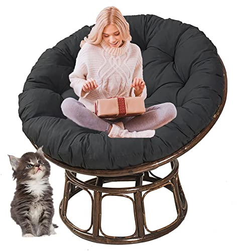 SRHWBF Polster Für Papasansessel Auflage Papasan Stuhlkissen Dicke Runde Sitzpolsterung Bequeme Übergroße Liege Wicker Hanging Egg No Chair (Black Ø150cm/59 in)