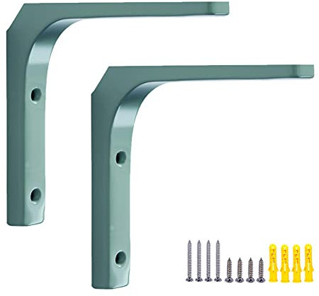 2 Pezzi Staffe per Mensole Galleggianti Verdi Supporti Decorativi in Metallo Staffe per Mensola a parete Angolo Retto con Vite, per Libreria da Cucina Camera da Letto