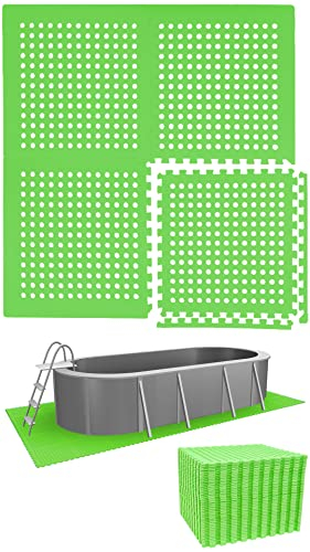 EYEPOWER Poolunterlage 44er Set 62x62cm - 16m² Eva Matten als Poolmatte - 1cm extra Dicke Unterlage und Bodenschutz für Pool Planschbecken Whirlpool - Outdoor Matten für Rasen Terrasse Fliesen