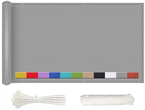 NKADNB Balkonumspannungen 70x900cm Sichtschutz Balkonverkleidung Windschutz Uv-Schutz, im Viele Größe und Farben Mit ÖSen Kabelbinder Und Kordel, Grau