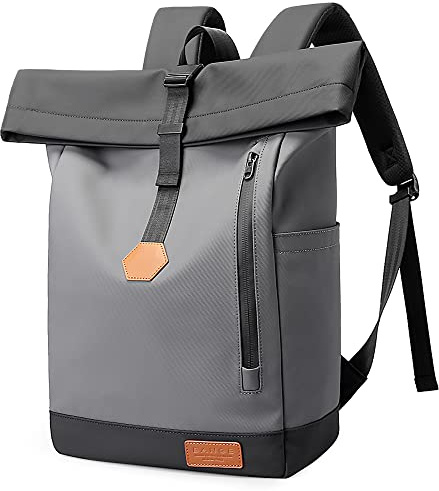 BANGE Rolltop-ryggsäck stor kapacitet casual ryggsäck laptop ryggsäck fyrkantig ridning vattentät män ryggsäck alla, GRÅ, 35, Vacation