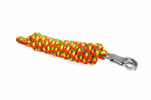 Start Führstrick Pferd 2 m – Stabiler Anbindestrick mit Panikhaken oder Karabiner, weiches Polyestergeflecht, farbig & stylisch (Neongrün/Neonorange/Neonrosa, Panikhaken)