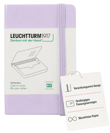 LEUCHTTURM1917 Kartenetui Lilac, für Visitenkarten, 65x100x15 mm | im Notizbuch-Look mit Verschlussgummi, für 25 Visiten- und Kreditkarten