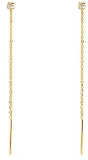 SINGULARU Pendientes Mujer Falling Spark Plata Baño Oro | Plata de Ley con baño de Oro de 18kt elegancia sofisticada con circonitas y diseño de stick colgante.