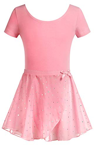 Arshiner Mädchen Ballettkleidung Zweiteilig Baumwolle mit Chiffonrock | Balletttrikot und Tüllrock als Tanzkleid für Ballett Gymnastik Training und Auftritte