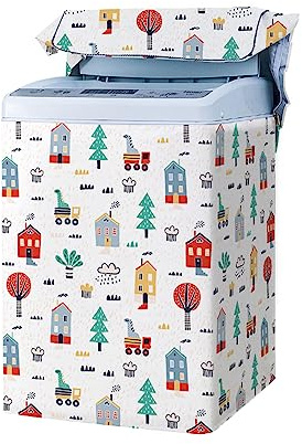Odot Washing Machine Cover Top Load Waterproof Dustproof Washer Machine Dryer Protector Sunscreen Printed Washer Dryer Cover for Most Top Load Washer Dryer (Cartoon,XS capacity 2-4.2kg)