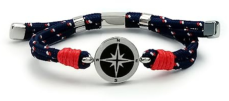 Aloha Bracelet homme rose des vents acier cordon réglable idée cadeau
