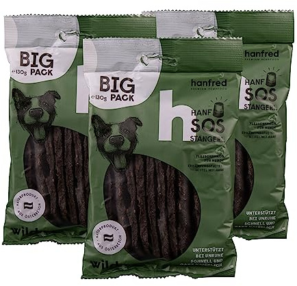 SOS Big Pack Stangerl Wild, Hundesnack mit Kräuterpulver, Snack für Hunde, Futterergänzung, getreidefrei, bei Unruhe, gegen Stress, 3 x 130g