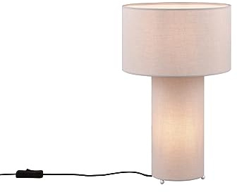 Große Bauhaus Stil Tischlampe Korpus und Lampenschirm Stoff Grau Höhe 40cm