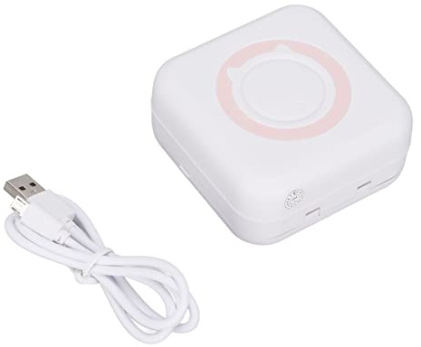 ASHATA Etikettendrucker,200 DPI Thermodruck/kein Tintendruck Drahtlose -Verbindung Mobiler Thermodrucker,Tintenloser Tragbarer -Taschendrucker,für Textbild (Rosa)